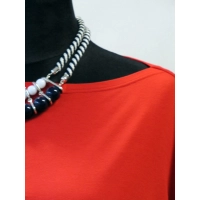 Czerwona sukienka Kimono z ozdobnymi marszczeniami